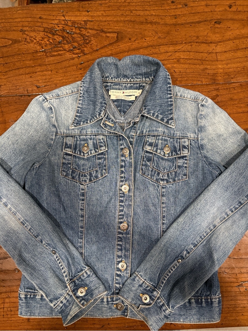 Tommy Hilfiger Vintage Medium Wash Denim Trucker Jacket Y2K Jean Size M